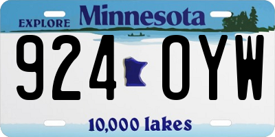 MN license plate 924OYW