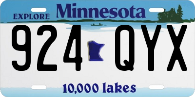 MN license plate 924QYX