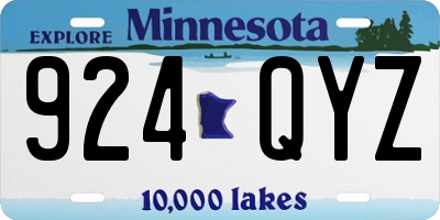 MN license plate 924QYZ