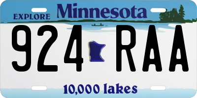 MN license plate 924RAA