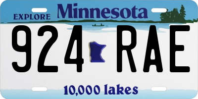 MN license plate 924RAE