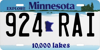 MN license plate 924RAI