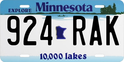 MN license plate 924RAK