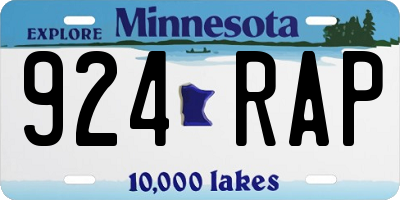 MN license plate 924RAP