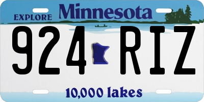 MN license plate 924RIZ