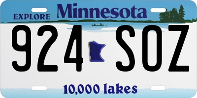 MN license plate 924SOZ