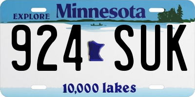 MN license plate 924SUK