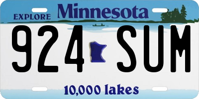 MN license plate 924SUM