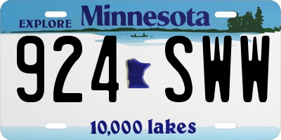 MN license plate 924SWW