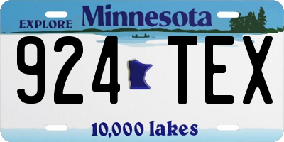 MN license plate 924TEX