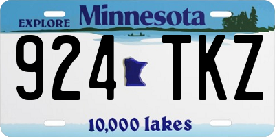 MN license plate 924TKZ