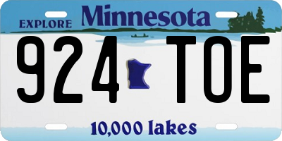 MN license plate 924TOE