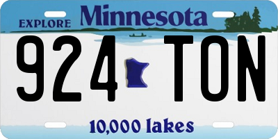 MN license plate 924TON