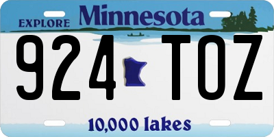 MN license plate 924TOZ