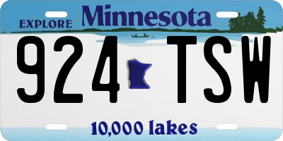 MN license plate 924TSW