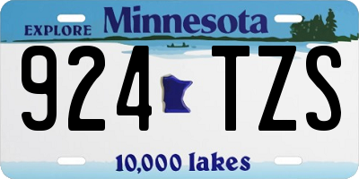 MN license plate 924TZS