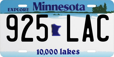 MN license plate 925LAC