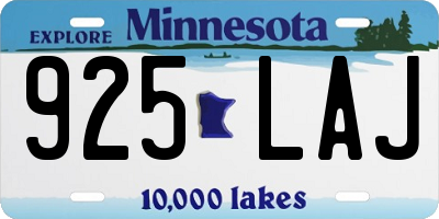 MN license plate 925LAJ