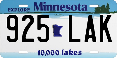 MN license plate 925LAK