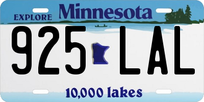 MN license plate 925LAL