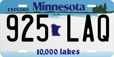 MN license plate 925LAQ