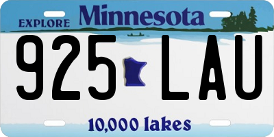 MN license plate 925LAU
