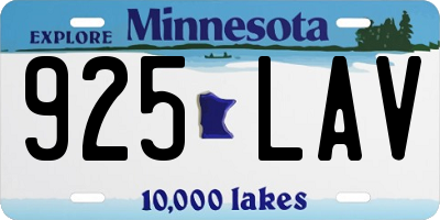MN license plate 925LAV