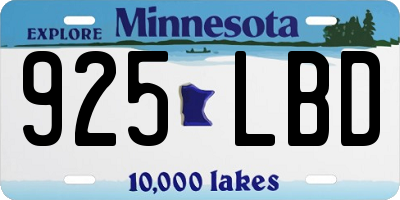 MN license plate 925LBD