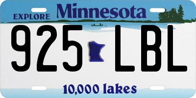 MN license plate 925LBL