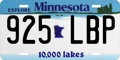 MN license plate 925LBP