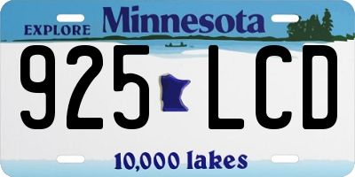 MN license plate 925LCD