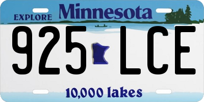 MN license plate 925LCE