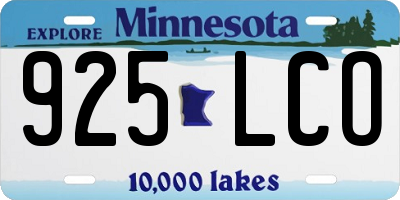MN license plate 925LCO