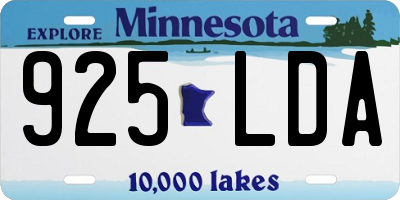 MN license plate 925LDA