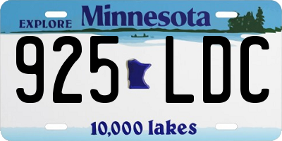 MN license plate 925LDC