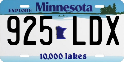 MN license plate 925LDX