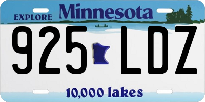 MN license plate 925LDZ