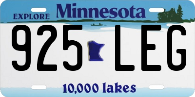 MN license plate 925LEG