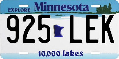 MN license plate 925LEK