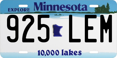 MN license plate 925LEM