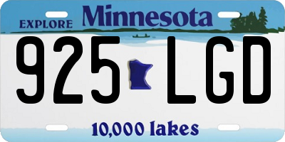MN license plate 925LGD