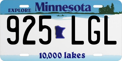 MN license plate 925LGL