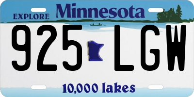 MN license plate 925LGW