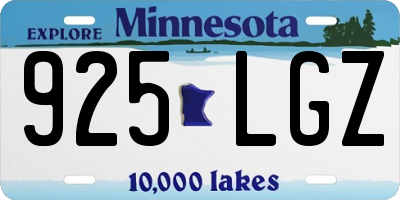 MN license plate 925LGZ