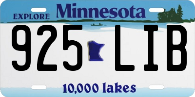 MN license plate 925LIB
