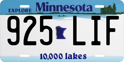 MN license plate 925LIF