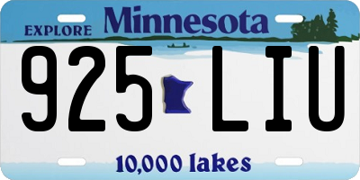 MN license plate 925LIU