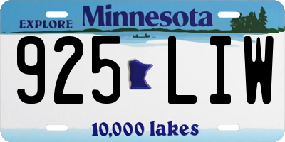 MN license plate 925LIW