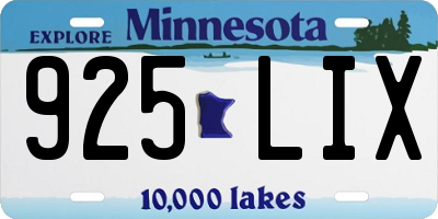 MN license plate 925LIX