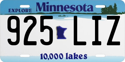 MN license plate 925LIZ